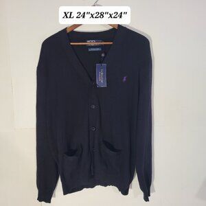 Polo Ralph Lauren Men's Black Embroidered XL Cardigan NWT($110 Msrp)